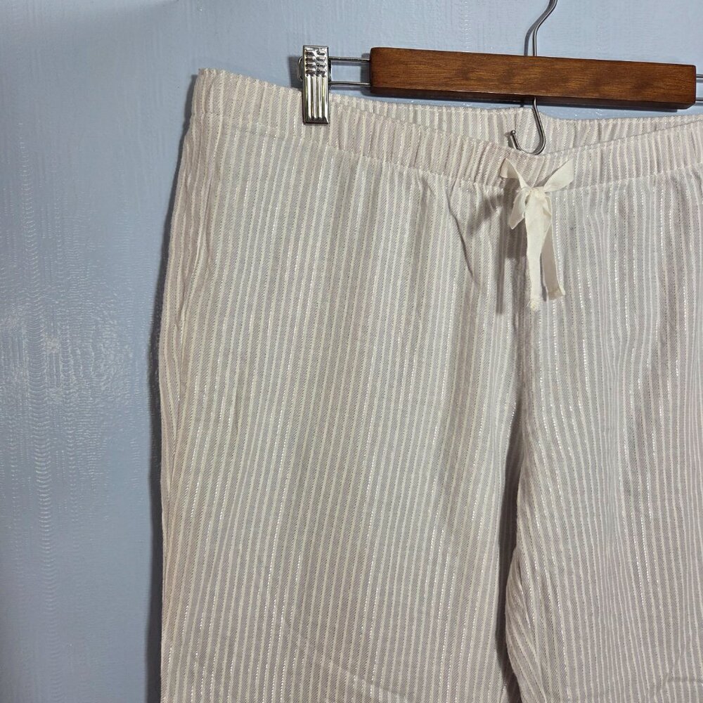 Gapbody Large Light Gray Metallic Drawstring Lightweight Cotton Lounge Pants - Picture 3 of 10
